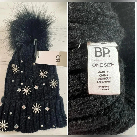 Nordstrom BP Pom Winter Beanies Bundled 3 Hats, OneSizeFitsAll, Multi-Colors NWT - Picture 3 of 4